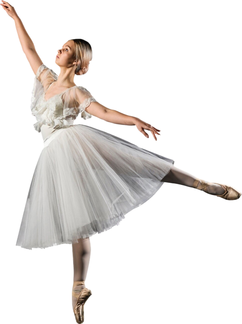 Ballerina im weißen Tutu auf Spitze